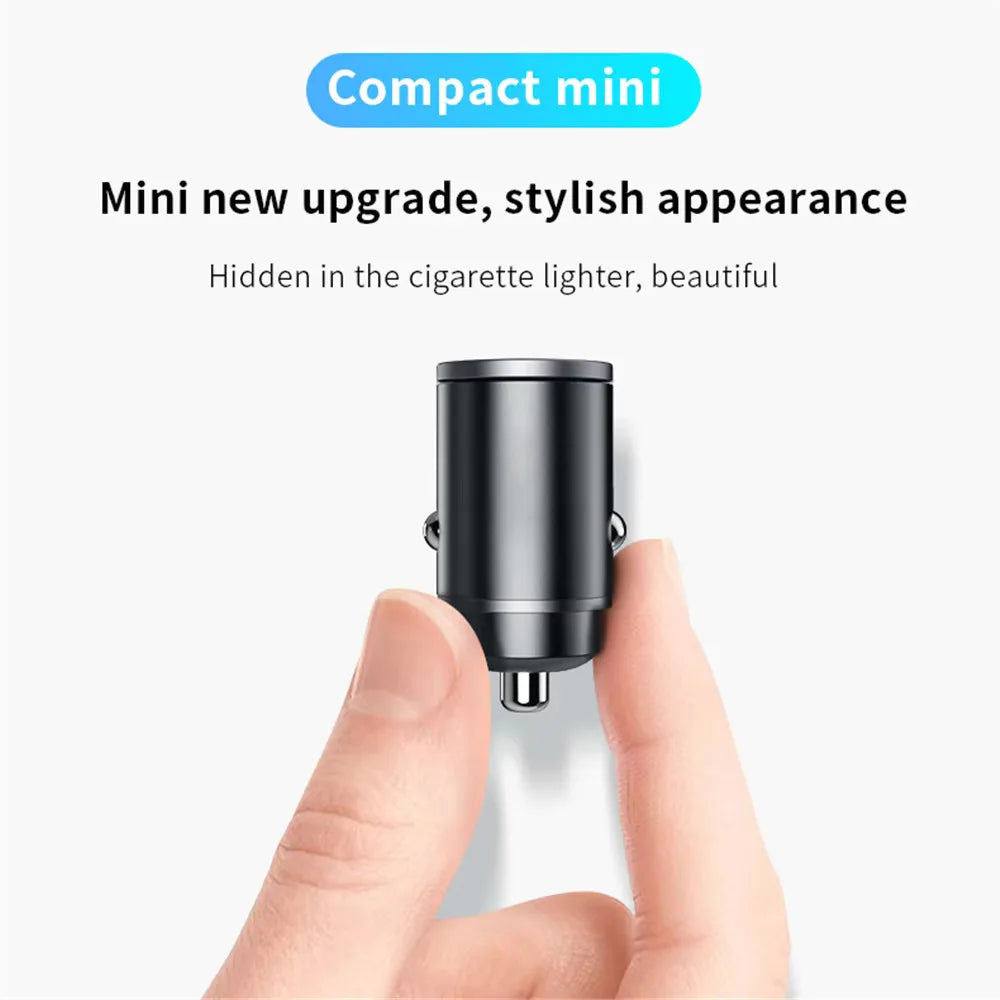 ⚡🚗 Mini Car Charger QC3.0 PD 100W/200W – Dual USB & Type-C Γρήγορος Φορτιστής Αυτοκινήτου 12-24V