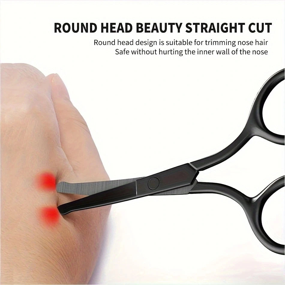 ✂️ 1PC Στρογγυλές Ψαλίδες Ασφαλείας για Τρίχες Μύτης – Stainless Steel