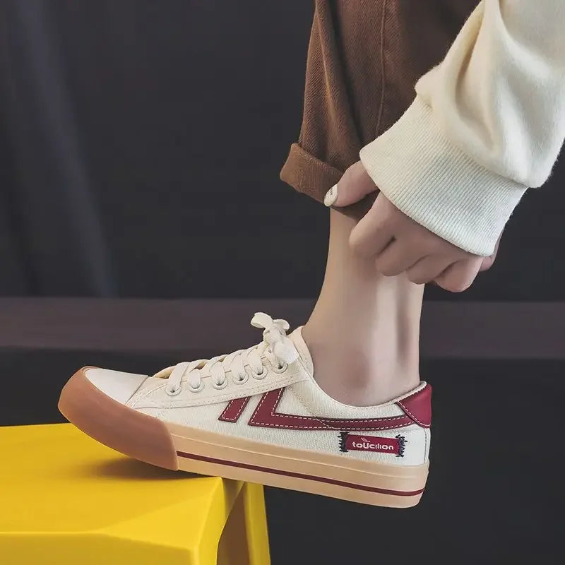 👟☀ Γυναικεία Canvas Flat Sneakers – Καλοκαιρινό Κορεάτικο Στυλ ☀👟