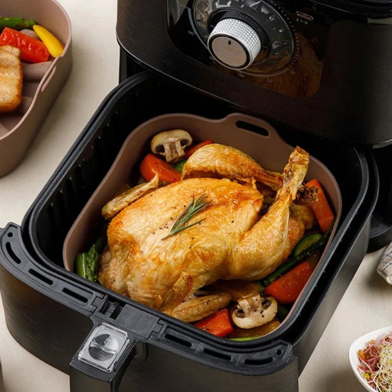🍟 Τετράγωνο Σιλικονούχο Σκεύος για Air Fryer – Αντικολλητικό & Επαναχρησιμοποιήσιμο | Ιδανικό για Ψήσιμο, Τηγάνισμα & Φούρνο