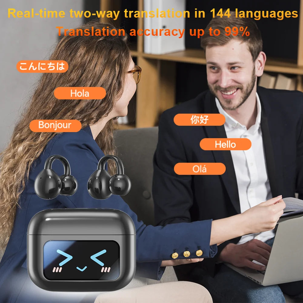 🎧 M100 – Ασύρματα Bluetooth Ακουστικά Μεταφραστής με Οθόνη Αφής & ANC