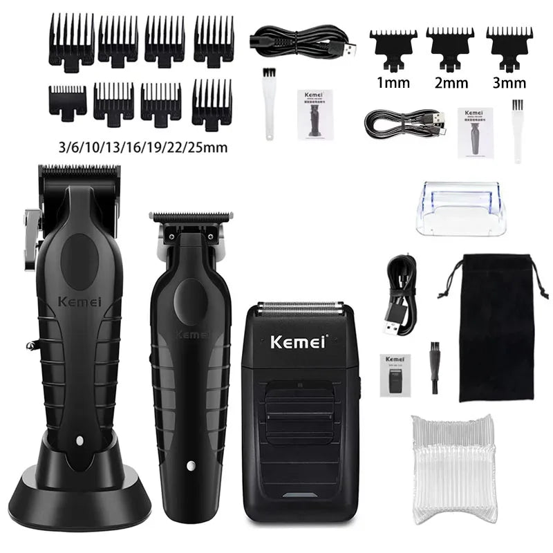 💇♂️⚡ Kemei Hair Clipper & Shaver Kit – Επαγγελματική Κουρευτική & Ξυριστική Μηχανή Ανδρών (KM-2296 / KM-2299 / KM-1102)