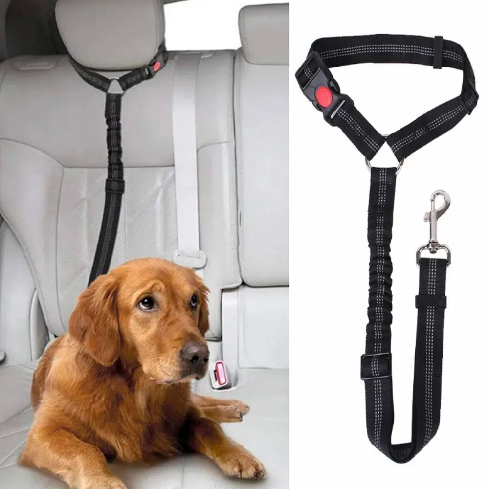 🚗🐶 2-in-1 Dog Car Seatbelt – Ρυθμιζόμενη Ζώνη Ασφαλείας με Κλιπ & Δέσιμο στο Προσκέφαλο ✨🛡️ Οδήγηση με ασφάλεια και ηρεμία – για μικρούς & μεγάλους σκύλους!
