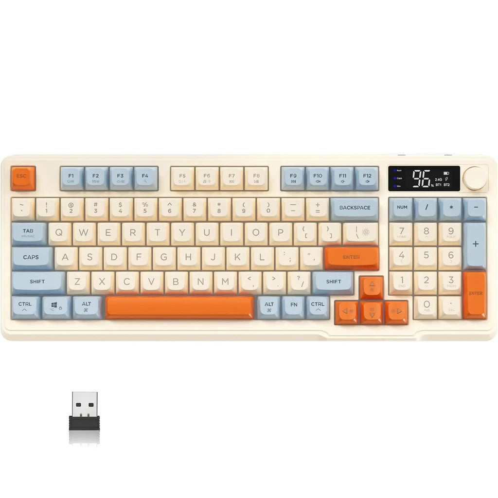 ⌨️🔥 FREEWOLF M96 Wireless Mechanical Keyboard 🌈 Gradient Keycaps | 🔄 Dual-Mode BT/2.4G | 🖥️ OLED Οθόνη | 🔋 Μπαταρία μεγάλης διάρκειας