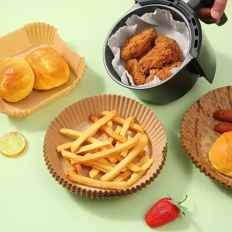 🍟✨ Disposable Air Fryer Paper – Καθαριότητα & Μαγείρεμα Χωρίς Κόπο! ✨🍟 Non-Stick Baking Liners | Oilproof | Multi-Use Kitchen Pads