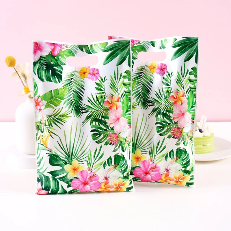 🌺 Χαβανέζικες Τσάντες Δώρων με Χερούλι – 10/20/50pcs | Hawaii Luau Tropical Beach Party Favor Bags για Γενέθλια & Εκδηλώσεις
