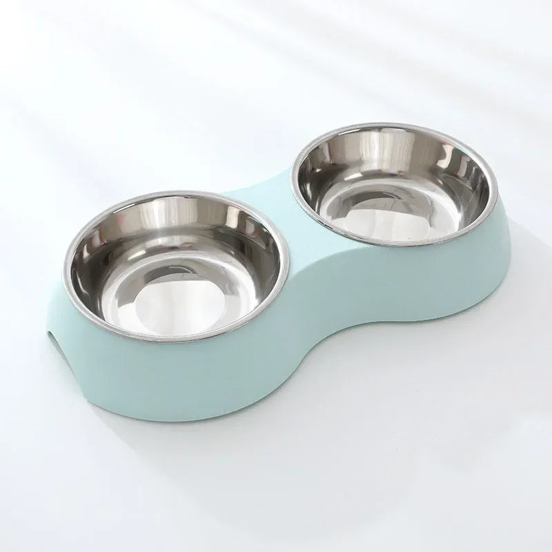 Double Pet Bowl 🐾 | Stainless Steel 🥣 | Food & Water Set 💧 | For Dogs & Cats 🐶🐱 | Non-Slip Feeding ✅