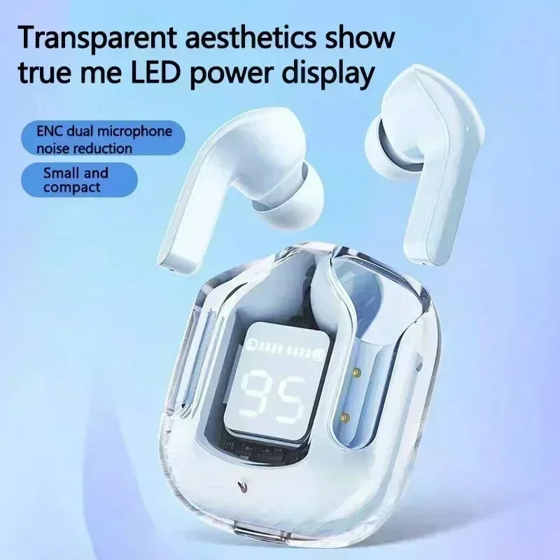 🎧✨ Original T2 Transparent TWS Bluetooth Earbuds – Bluetooth 5.3, HiFi Ήχος & LED Power Display