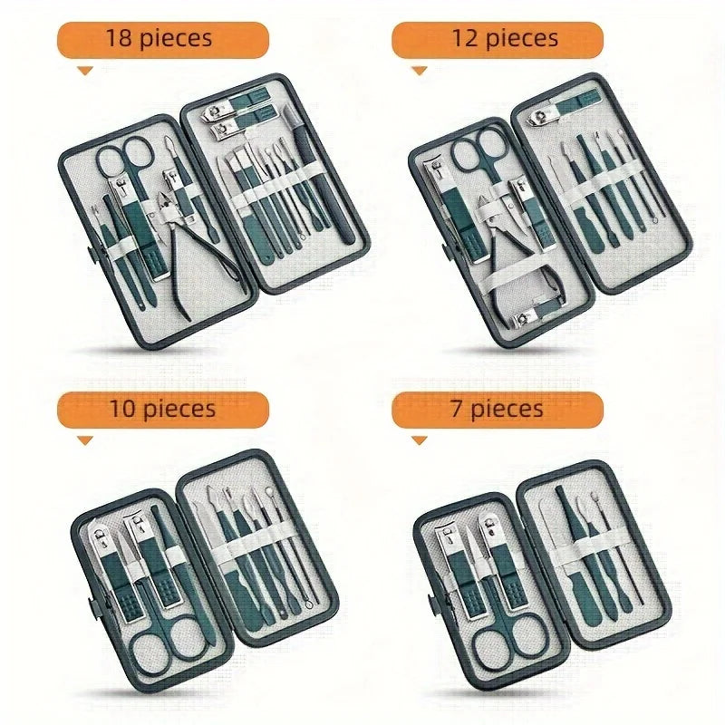 💅✨ Professional Nail Care Kit – Σετ Μανικιούρ & Πεντικιούρ από Ανοξείδωτο Ατσάλι 🔥 7/10/12/18 τεμάχια με Θήκη Ταξιδιού