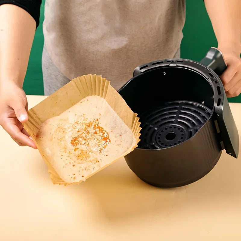 🍟🧾 Square Air Fryer Liners – Μαγείρεμα Χωρίς Λάδια & Καθάρισμα! 🧾🍟 50/100pcs | Food-Grade Oil Paper | Non-Stick & Waterproof | Heat Resistant