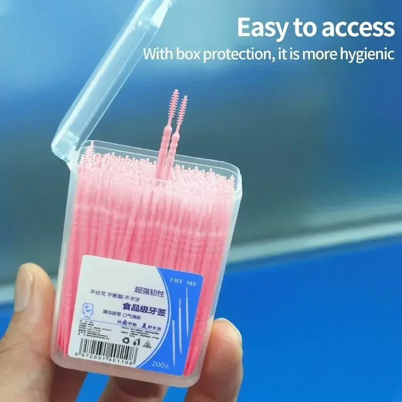 🦷✨ Portable Ultra Fine Toothpick – Διπλής Κεφαλής Οδοντογλυφίδες σε Οικογενειακή Συσκευασία (200τμχ) 🎯