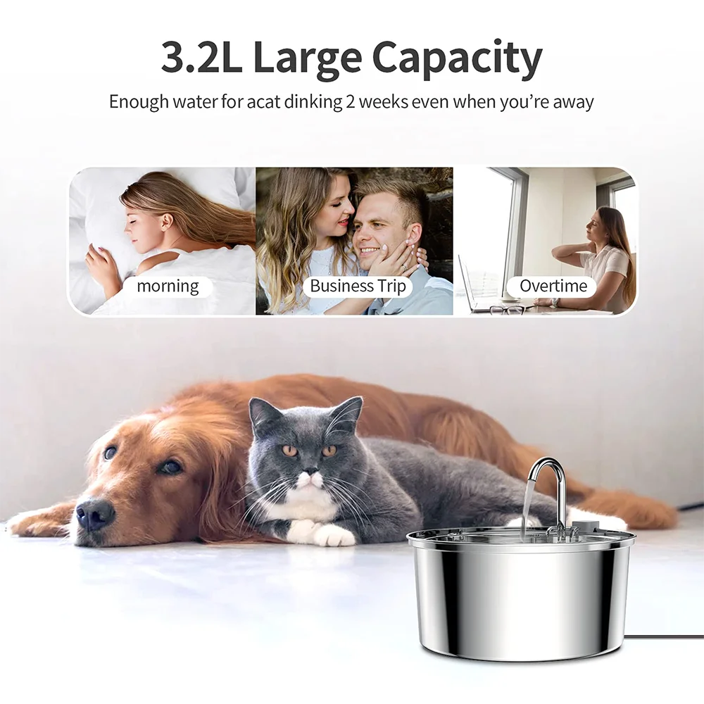 💧🐾 Stainless Steel Smart Water Fountain – Αυτόματη Σιντριβάνι Ποτίστρα για Γάτες & Σκύλους με Φίλτρο & USB ✨🐶🐱 Καθαρό, φρέσκο νερό όλη μέρα – αθόρυβη λειτουργία & ανοξείδωτη αντοχή!
