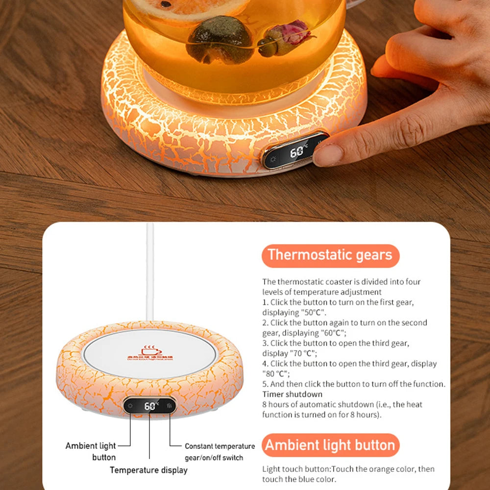 🔥☕ Ηλεκτρικό Υπόθερμο Ποτηριού με LED Lava Light – Για Ζεστά Ροφήματα Όλη Μέρα! ☕🔥 Lava Atmosphere Constant Temperature Coaster