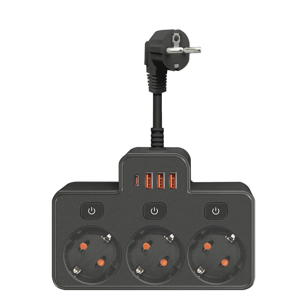 EU Power Strip 🔌 | Wall-Mount Socket ⚡ | USB Charging + Switches 🔋 | Network Filter & Adapter ✅