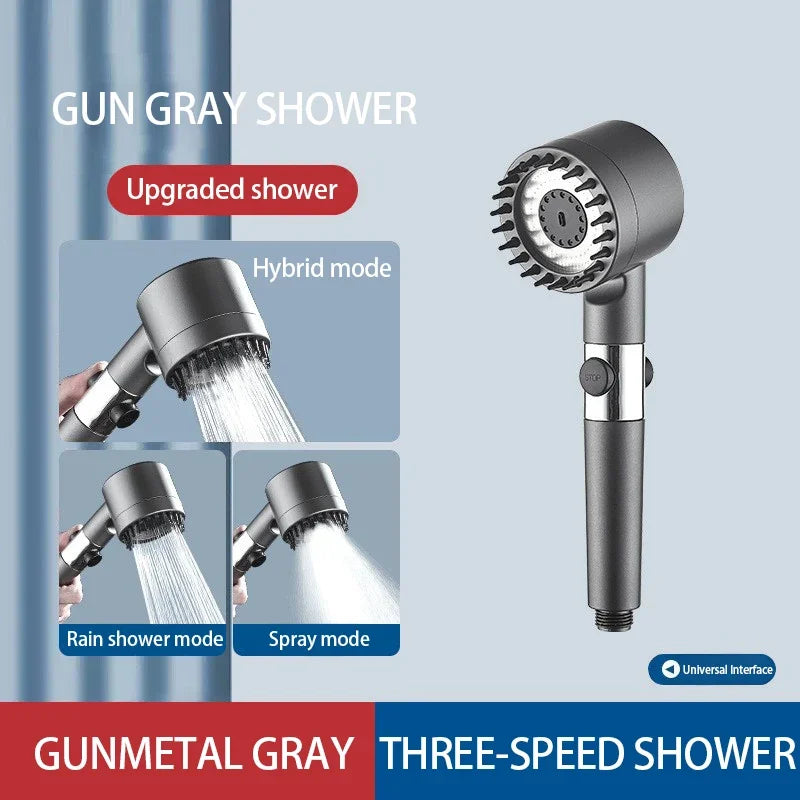 🚿 Τηλέφωνο Ντους Υψηλής Πίεσης με Φίλτρο & Massage Brush – 3 Λειτουργίες & Rain Faucet Design