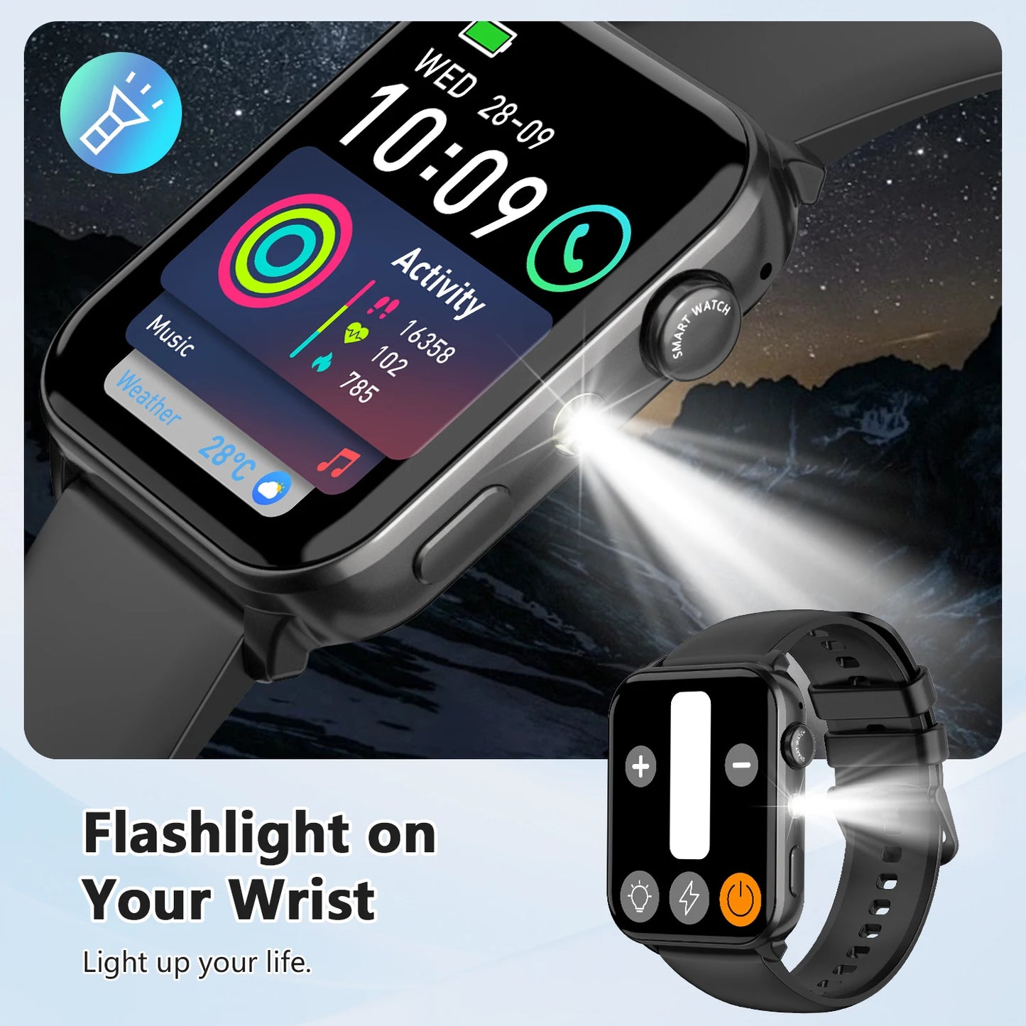 ⌚ Blackview R30 Max – Smartwatch 1.91” με LED Flashlight, Bluetooth Κλήσεις & 100+ Αθλητικά Modes