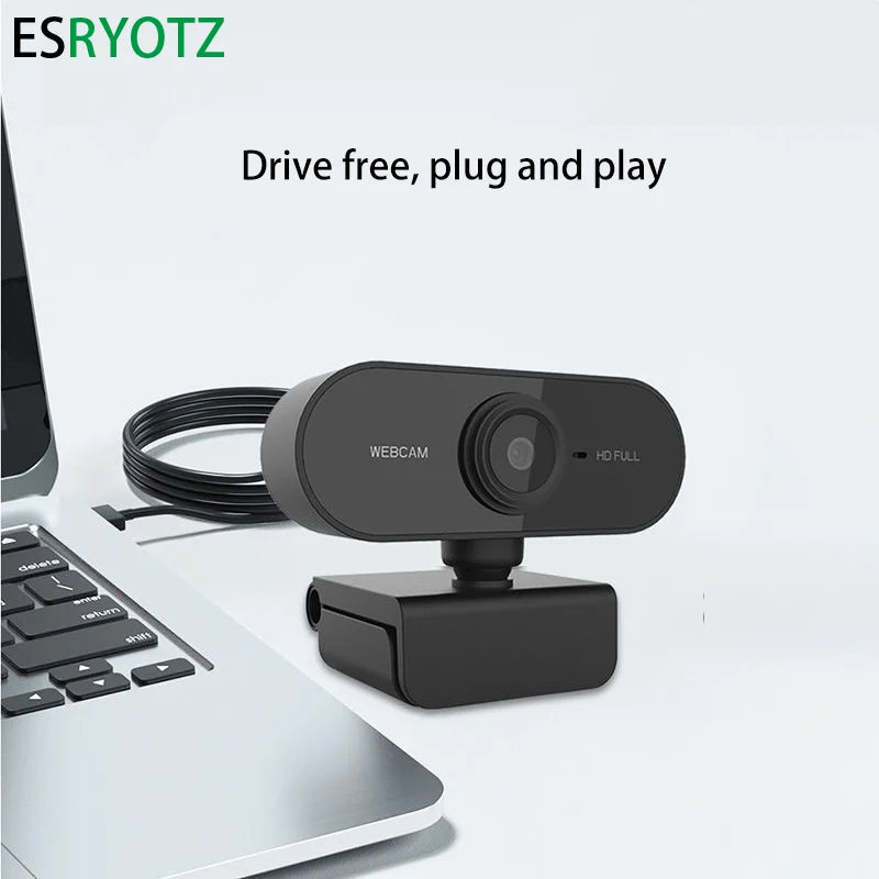 💻🎥 Full HD 1080p USB Webcam – Με Μικρόφωνο & Περιστροφή για PC & Laptop 🎤✨