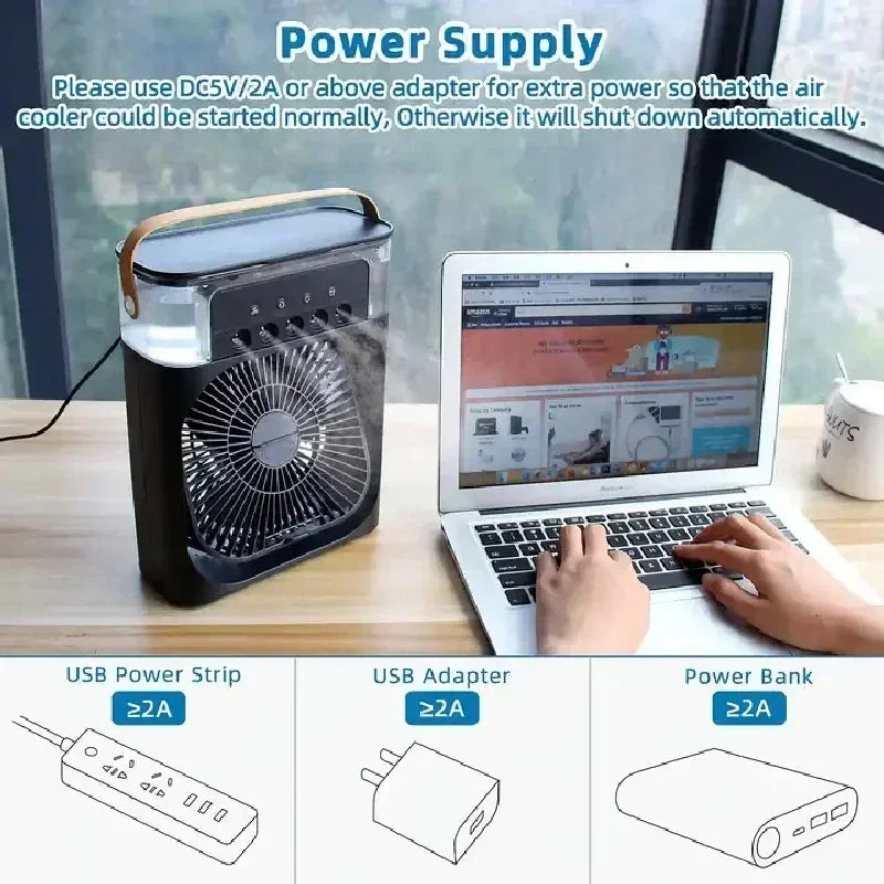 ❄️🌬️ 3 σε 1 Φορητό Air Cooler – Δροσιά, Φως & Άνεση στο Σπίτι! 🌬️❄️ Mini Air Conditioner | Fan + Humidifier + LED Night Light | Household Portable