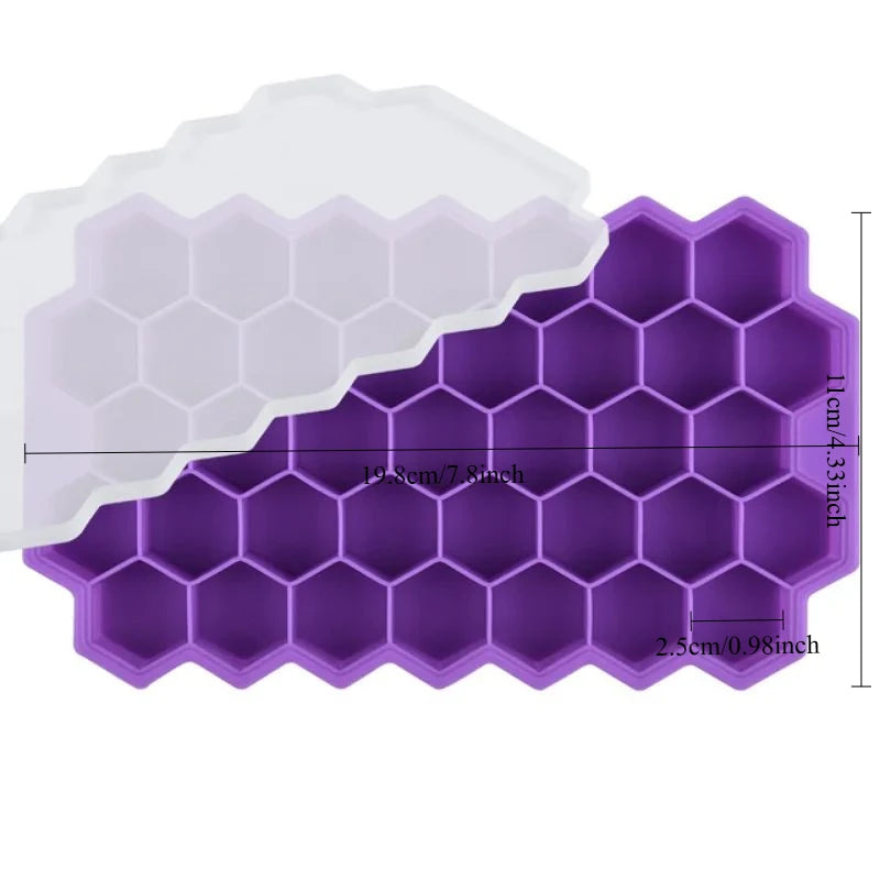 🧊🍯 Honeycomb Ice Cube Trays – Σιλικονούχα Φόρμα Παγάκια Κυψέλης με Καπάκι ✨ (1/2/4 τεμάχια)