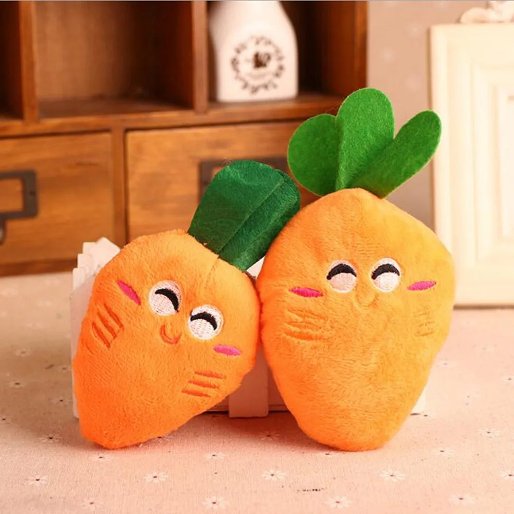 3pcs Carrot Dog Toys 🥕🐶 | Plush & Squeaky 🔊 | Soft Chew for Dogs & Cats 🧸 | Teeth Cleaning & Play ✅