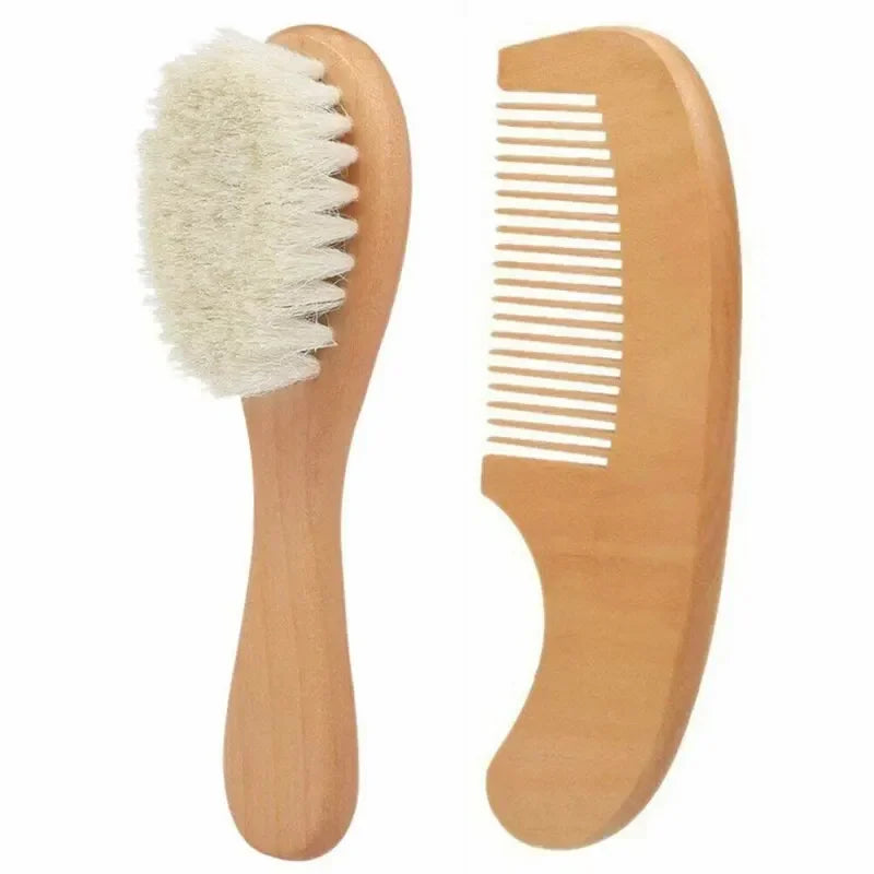 🍼✨ Baby Beech Wood Brush & Comb 🚀 (Με Μαλακό Μαλλί – Για Νεογέννητα)