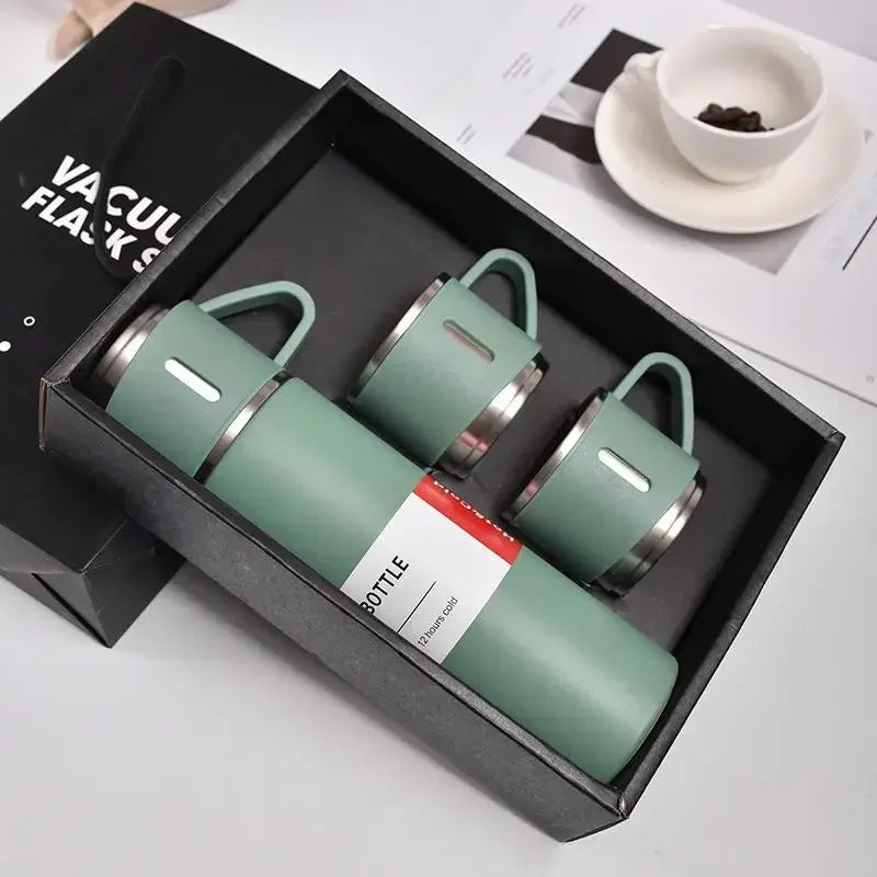 🥂🔥 Θερμός 500ml Σετ | 🖤 Business Style Design | ❄️🔥 Ανοξείδωτο 304 | 👩❤️👨 Ζευγάρια / Δώρο / Γραφείο