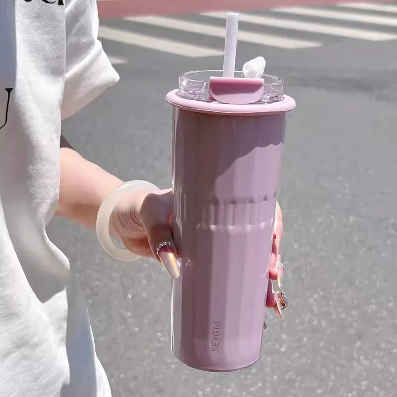 🥤 SEYGM Θερμός 500ML – 304 Ανοξείδωτο Ατσάλι με Καλαμάκι ❄️🔥