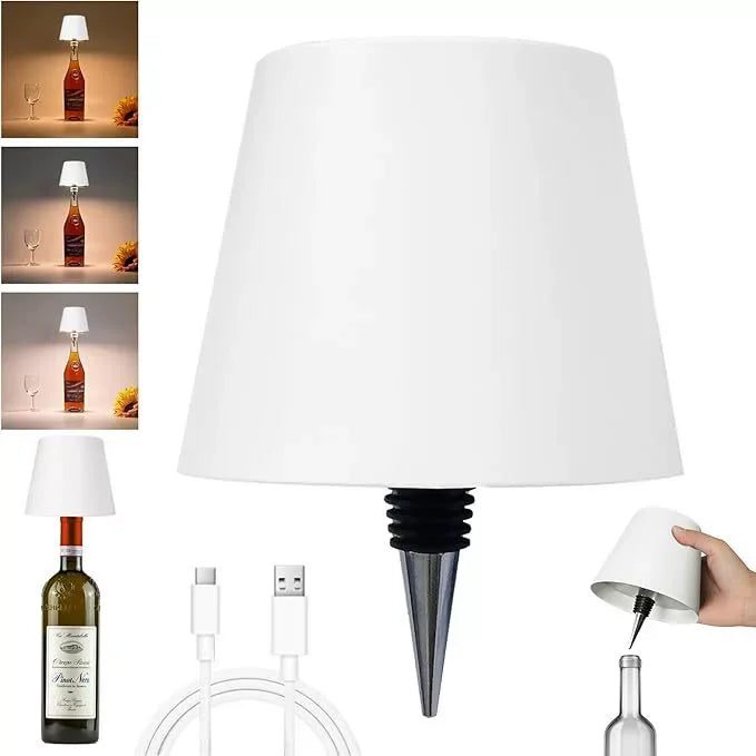 🍷💡 Ασύρματο Επιτραπέζιο Φωτιστικό «Bottle Lamp» – Ρυθμιζόμενο με Αφή, 3 Χρώματα & Stepless Dimming 🌙✨