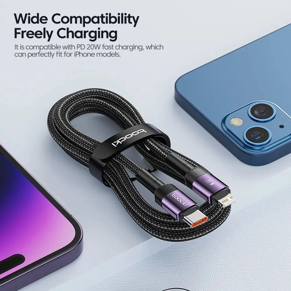 ⚡📱 Toocki PD 20W USB-C to Lightning Cable – Γρήγορη Φόρτιση & Data Sync 🎯