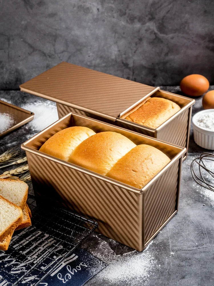 🍞 Χρυσό Αντικολλητικό Ταψί Ψωμιού με Καπάκι – 450g Pullman Loaf Pan | Αλουμινωμένος Χάλυβας για Ομοιόμορφο Ψήσιμο