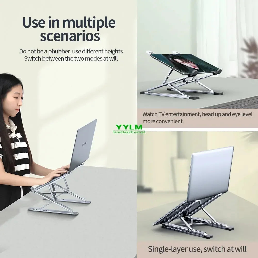 💻✨ N8 Double-Layer Laptop Stand – Αλουμινένια Αναδιπλούμενη Βάση Γραφείου 🎯