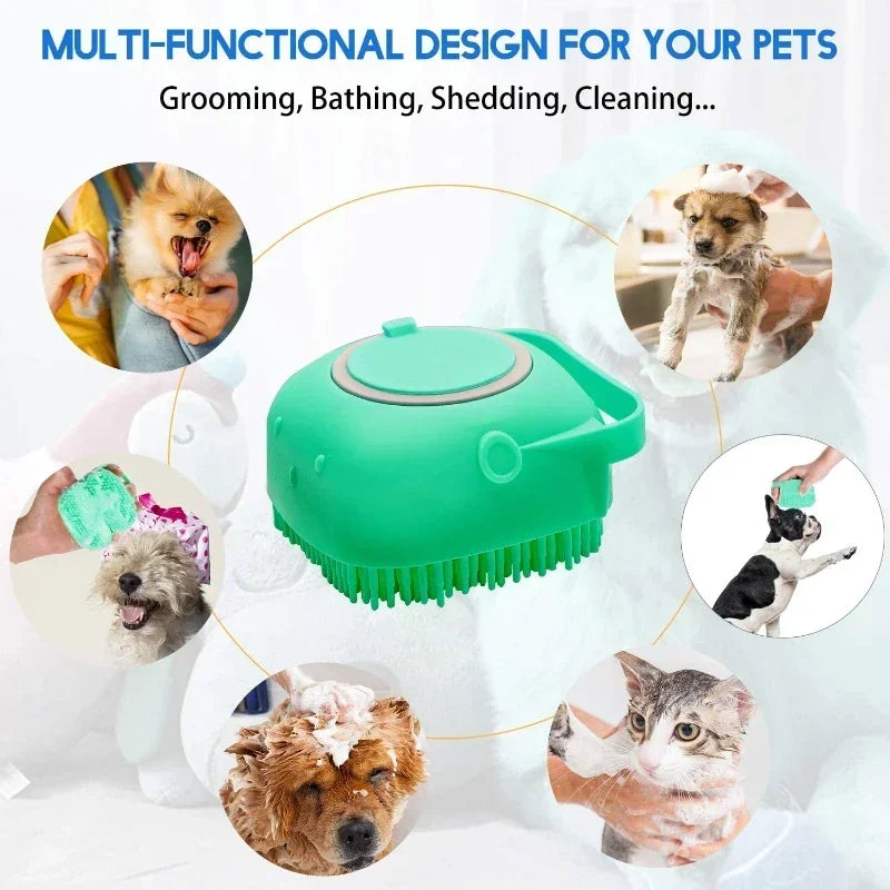 🛁🐾 Pet Shampoo Brush with Dispenser – Σιλικονούχα Βούρτσα Μασάζ & Σαπουνίσματος για Σκύλους & Γάτες 🧴🐶 2 σε 1: Απαλό μασάζ & καθαρισμός με δοχείο σαμπουάν – για άνετο και απολαυστικό μπάνιο!