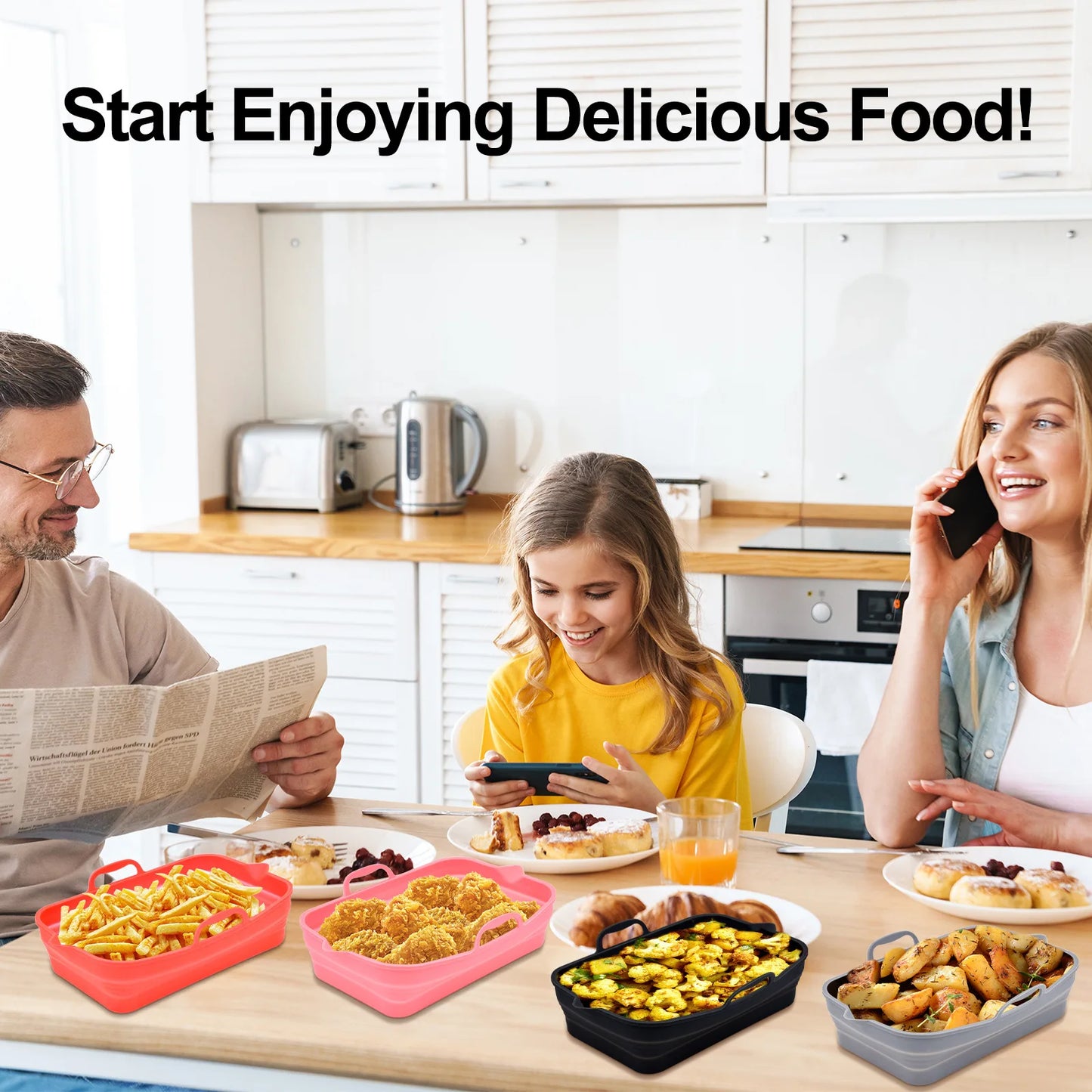 🍕 Ορθογώνιο Σκεύος Σιλικόνης για Air Fryer & Φούρνο – Αντικολλητικό & Επαναχρησιμοποιήσιμο | Ιδανικό για Πίτσες, Γλυκά & Grill