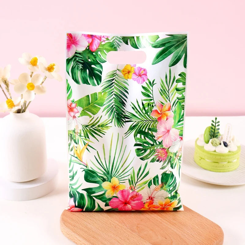 🌺 Χαβανέζικες Τσάντες Δώρων με Χερούλι – 10/20/50pcs | Hawaii Luau Tropical Beach Party Favor Bags για Γενέθλια & Εκδηλώσεις
