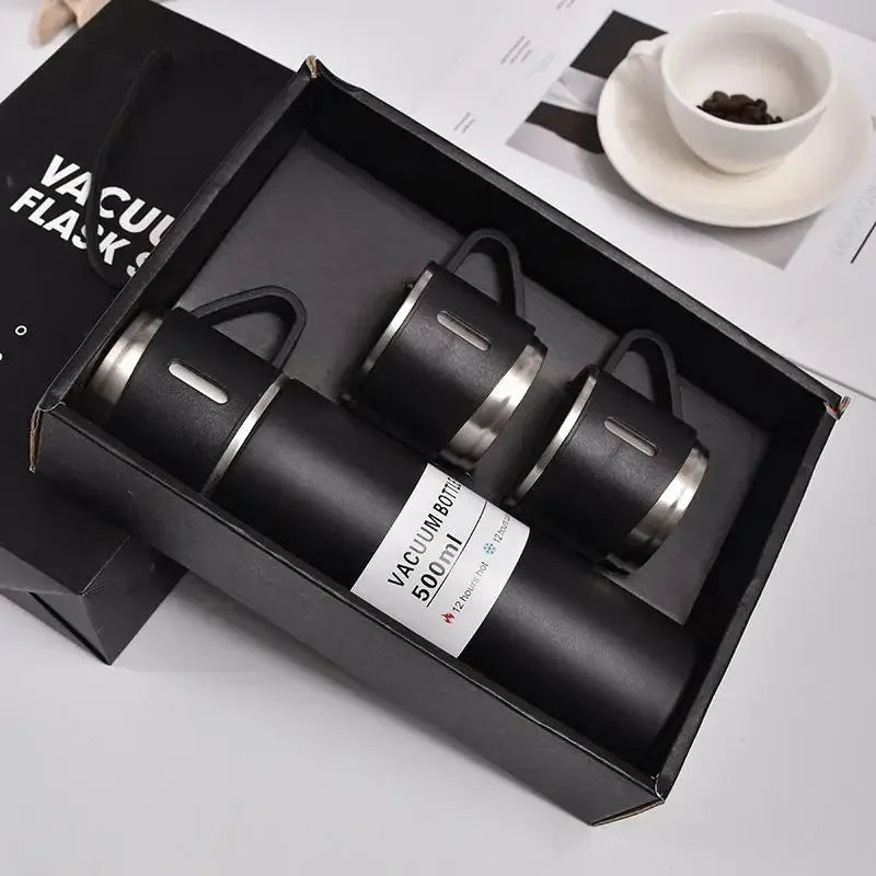 🥂🔥 Θερμός 500ml Σετ | 🖤 Business Style Design | ❄️🔥 Ανοξείδωτο 304 | 👩❤️👨 Ζευγάρια / Δώρο / Γραφείο