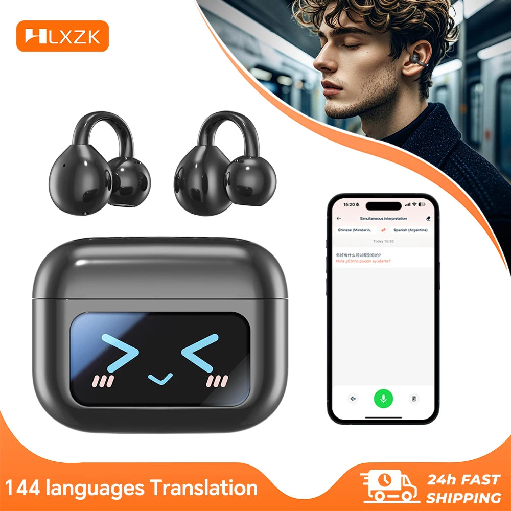 🎧 M100 – Ασύρματα Bluetooth Ακουστικά Μεταφραστής με Οθόνη Αφής & ANC