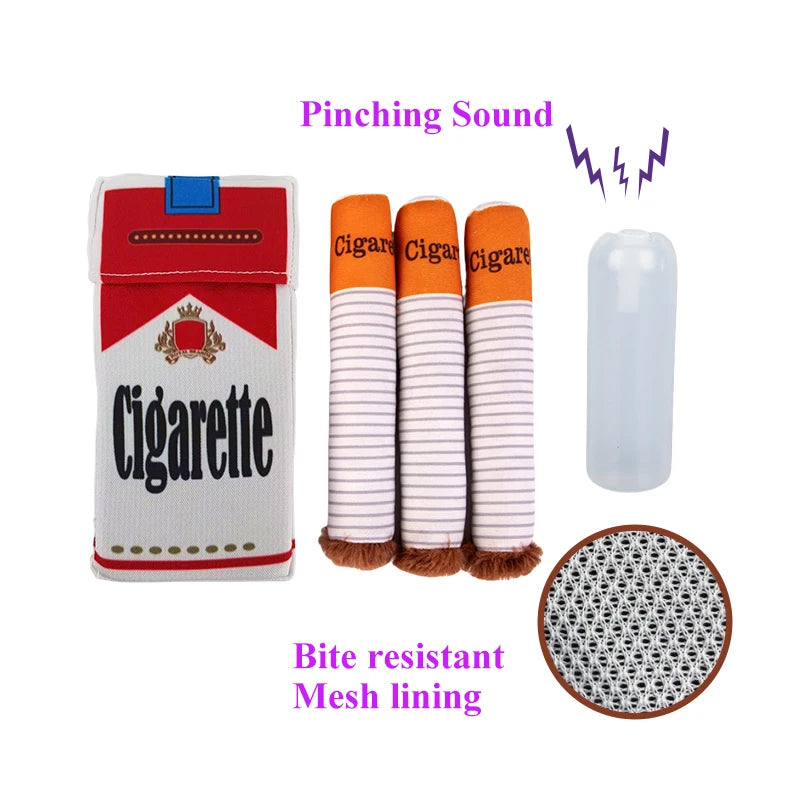 Funny Dog Chew Toy 🐶🚬 | Plush Cigarette & Joint Design 🧸 | Squeaky Sound 🔊 | Interactive & Soft Bite Toy 😄
