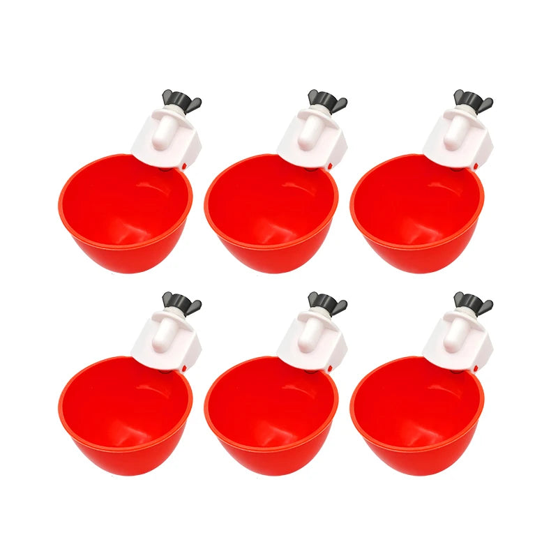 6pcs Chicken Drinker Cups 🐔💧 | Auto Water Feeder 🛠️ | For Chicks, Ducks & Poultry 🦆 | Easy Install Plastic ✅