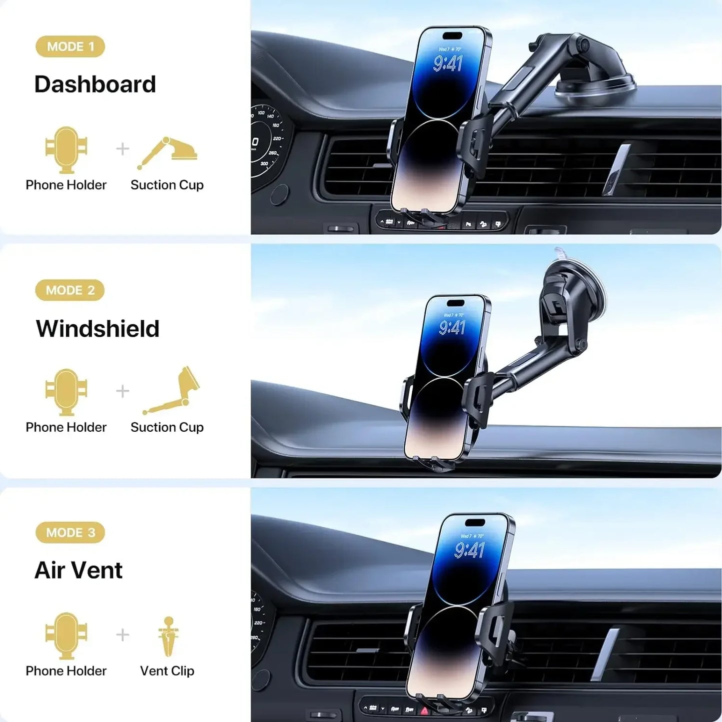 🚗📱 Universal Βάση Κινητού Αυτοκινήτου με Βεντούζα – Dashboard / Παρμπρίζ 🔄 Περιστροφή 360° για iPhone, Samsung, Xiaomi & Όλα τα Smartphones