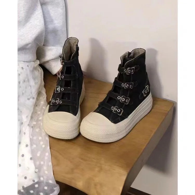 👟 CHABELLA Γυναικεία Ψηλά Sneakers με Λουράκι & Φερμουάρ – High Street Style 2025