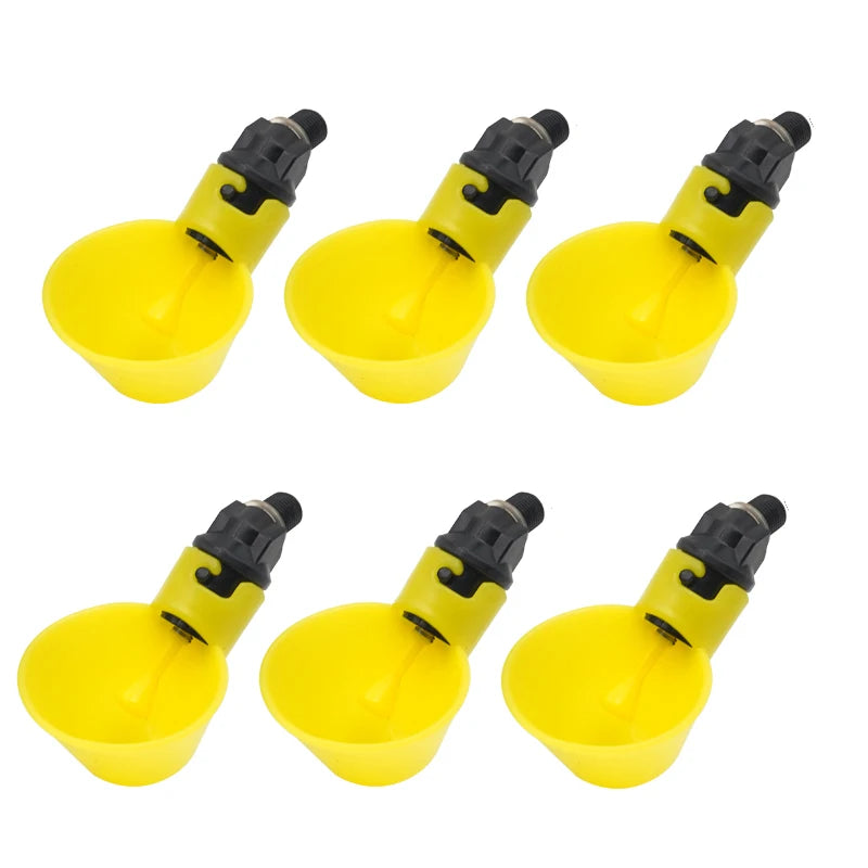 6pcs Chicken Drinker Cups 🐔💧 | Auto Water Feeder 🛠️ | For Chicks, Ducks & Poultry 🦆 | Easy Install Plastic ✅