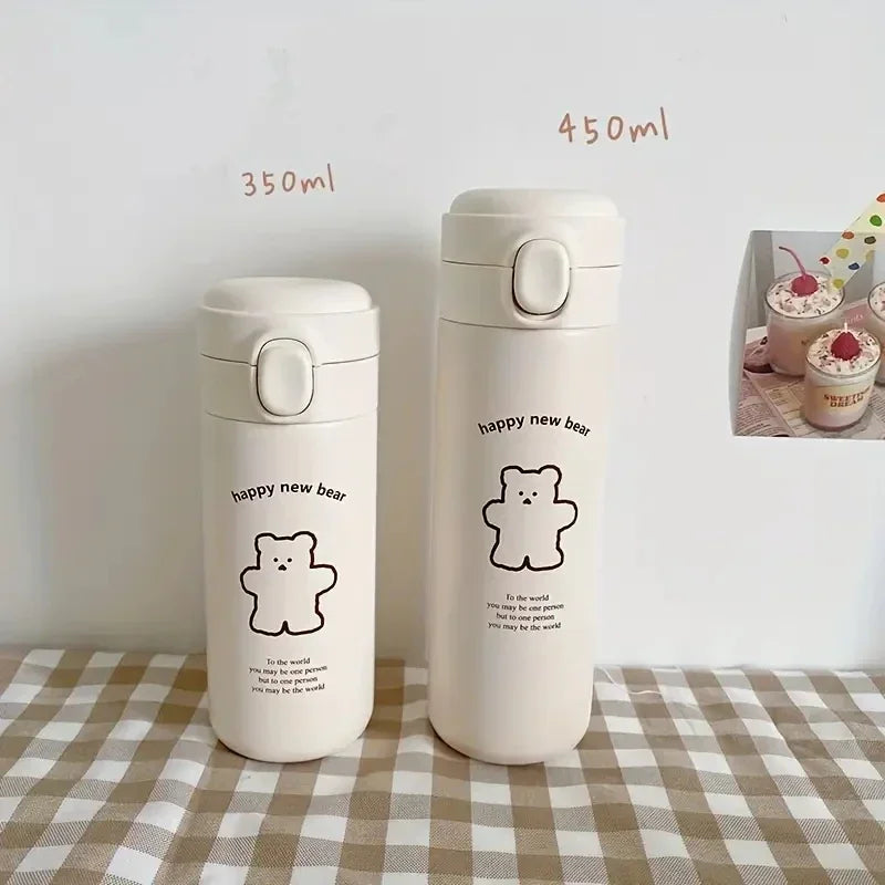 🐻 Bear Thermos Cup 350ml/450ml | Ανοξείδωτο Θερμός Μπουκάλι Νερού | Ιδανικό για Σπορ & Ταξίδια