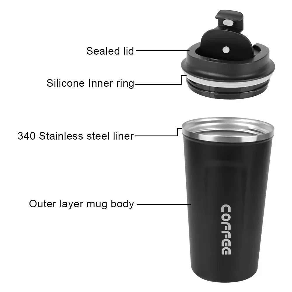 🌡️ Thermo Café Mug 380ml/510ml | Διπλή Μόνωση Ανοξείδωτο Θερμός | Καφές, Τσάι & Ροφήματα On-the-Go