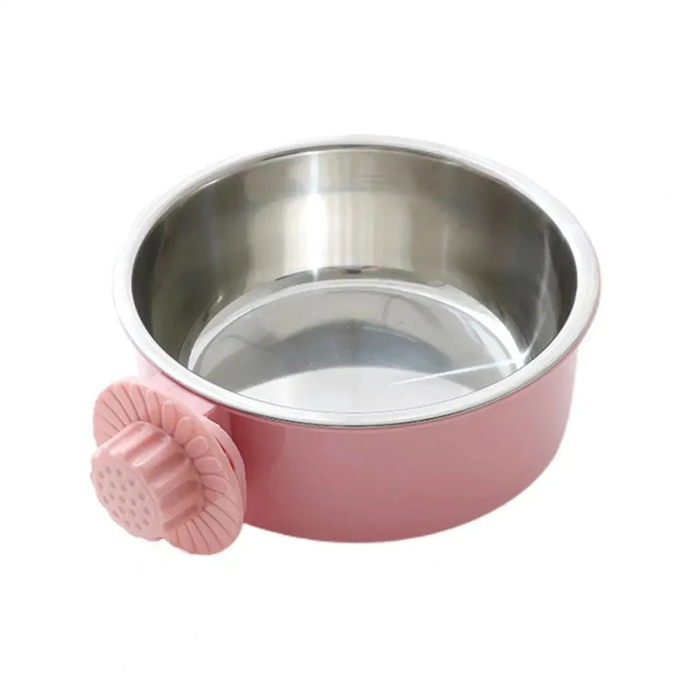 Hanging Pet Bowl 🐾 | 2-in-1 Detachable Design 🥣 | Stainless Steel 🔩 | Fixed Crate Feeder for Cats & Dogs 🐶🐱