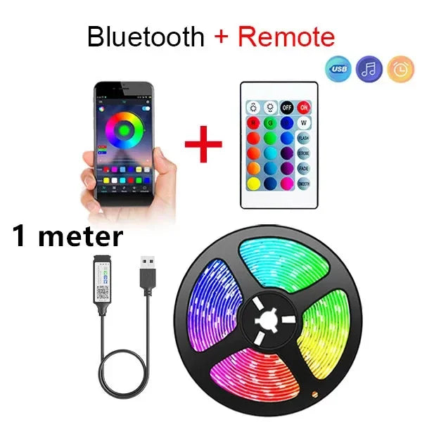🌈📱 RGB LED Strip Lights – Smart Bluetooth SMD 5050 με APP & 24Key Remote ✨ Για TV Backlight & Home Decor