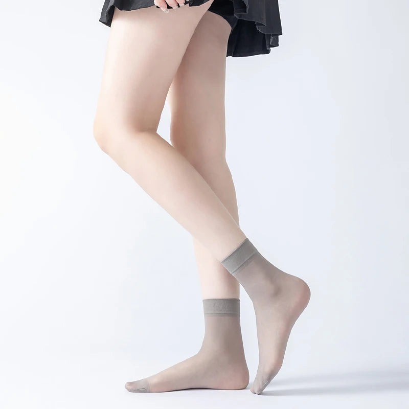 🧦✨ Σετ Διάφανα Κρυστάλλινα Καλτσάκια – Ultra Thin & Anti-Hook ✨🧦 5–20 Ζευγάρια Καλοκαιρινές Γυναικείες Κάλτσες | Crystal Silk Nylon Ankle Socks