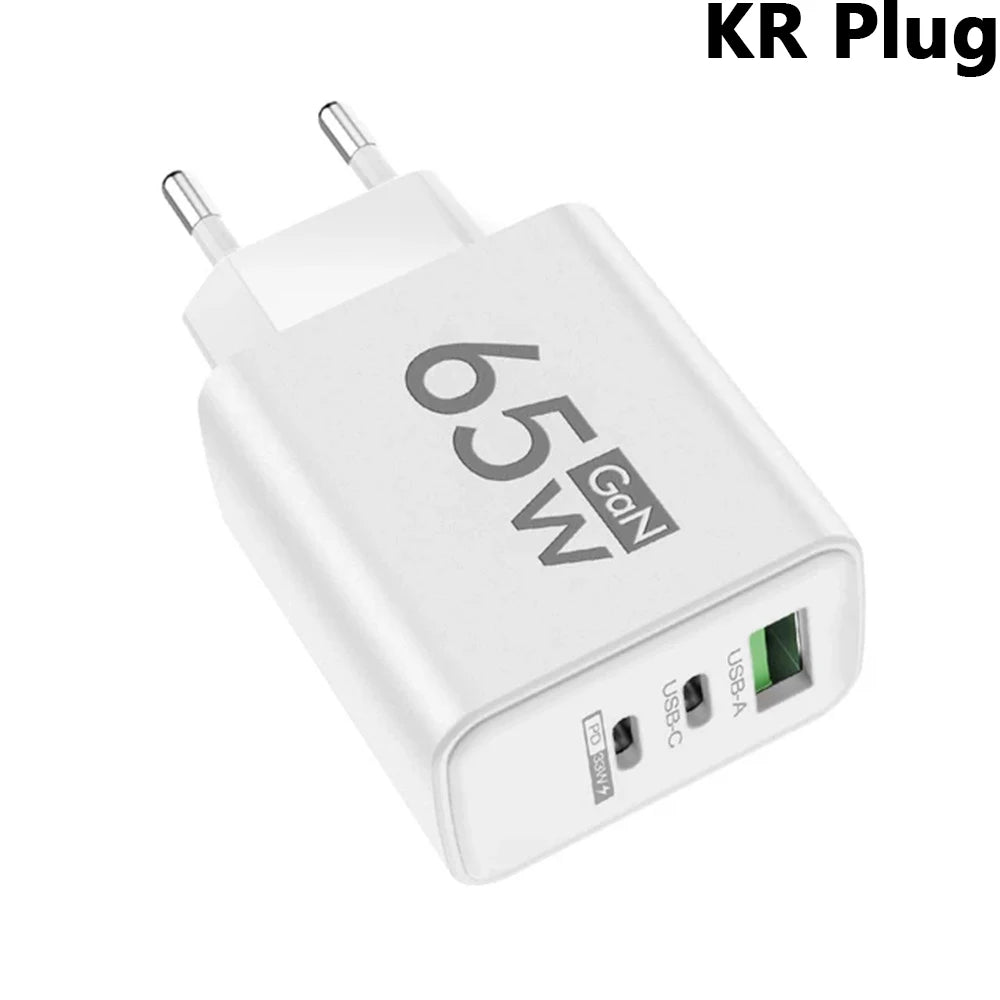 ⚡🔋 65W GaN USB PD Charger – Φορτιστής 3 Θυρών για Γρήγορη Φόρτιση 📱💻