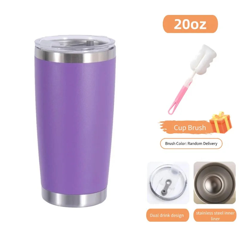 🚗 20oz/590ml Θερμός Κούπα Καφέ & Τσαγιού | Thermo Travel Mug Διπλού Ανοξείδωτου Τοίχου – Hot & Cold Cup