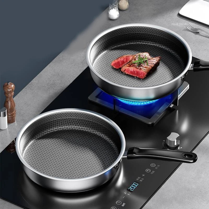 🍳 Τηγάνι 316L Ανοξείδωτου Ατσαλιού με Διπλή Επιφάνεια Honeycomb – Tri-Ply Κατασκευή | Αντικολλητικό, Ανθεκτικό & Κατάλληλο για Όλες τις Εστίες