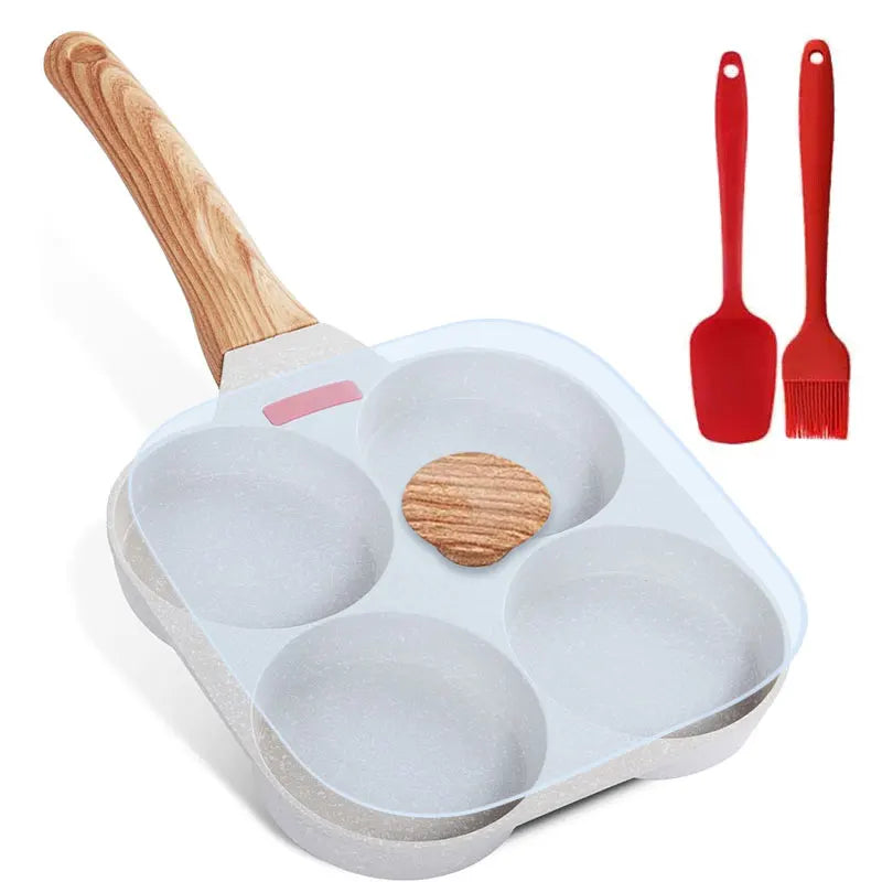 🍳 Τηγάνι Maifan Stone με 4 Θέσεις & Καπάκι – Αντικολλητικό για Αυγά, Pancakes & Πρωινά | Κατάλληλο για Αέριο & Επαγωγικές Εστίες